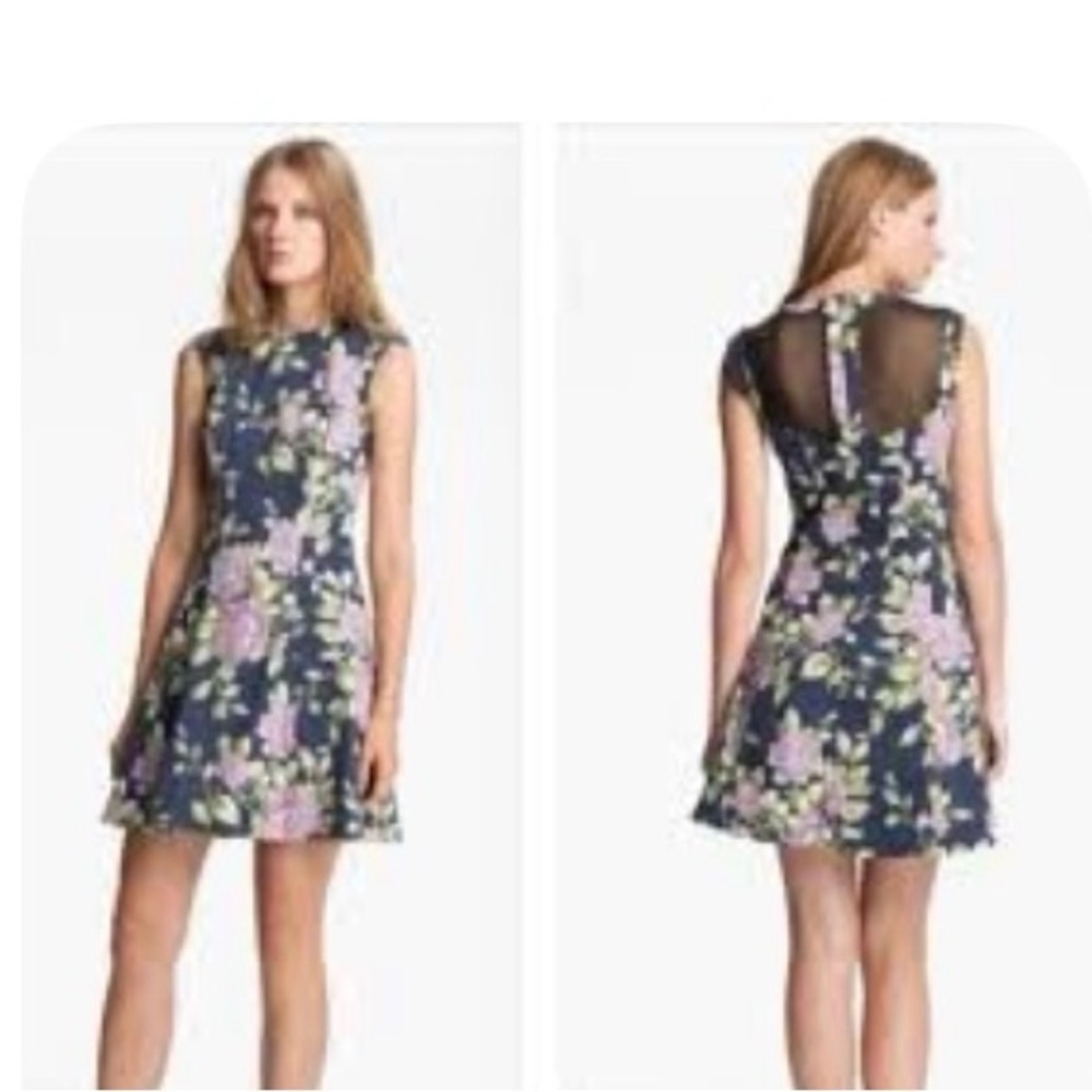 rag & bone navy and Pink Floral Mini Dress